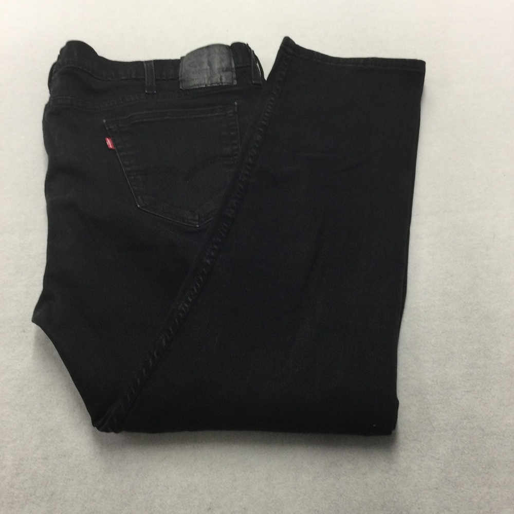 Levis Jeans Mens 42x30 Black Dark Wash Regular Straight Denim Zip Fly Stretch